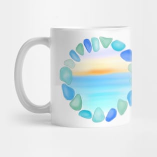 Sea glass and Sunset Ocean Beach Glass Art Logo Mug